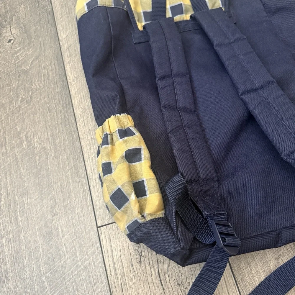 Vintage 1999 Samsonite Travel Tote Baby Diaper Bag Backpack Plaid Navy Yellow